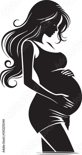 silhouette of pregnant woman vector, woman silhouette vector, glass of woman vector isolated on white background