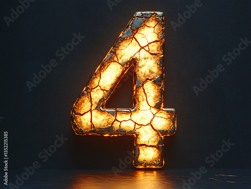 a large, glowing number 