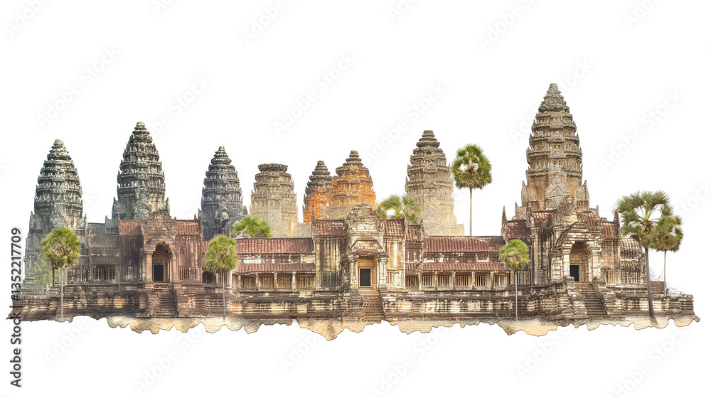 Fototapeta premium Cambodia Travel Collage of famous places. Element for Advertisement, postcard, poster 