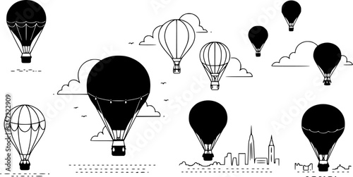 Hot air balloon / ballooning ride flat icon for apps and websites