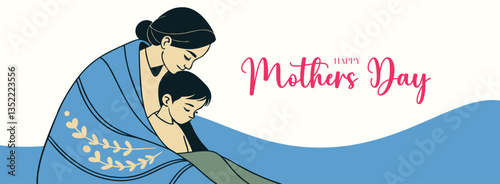 Mother's Day Hug Illustration – Mom and Child Love Art