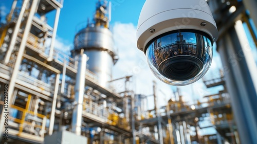 Industrial Security: CCTV Camera Monitoring Oil Refinery
