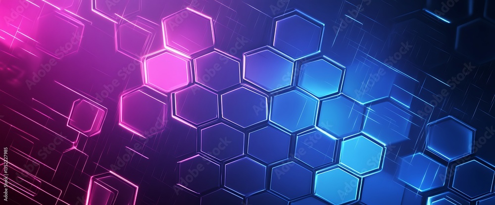 futuristic abstract background with glowing blue and purple hexagons and bokeh lights futuristic abstract background with glowing blue and purple hexagons and bokeh lights