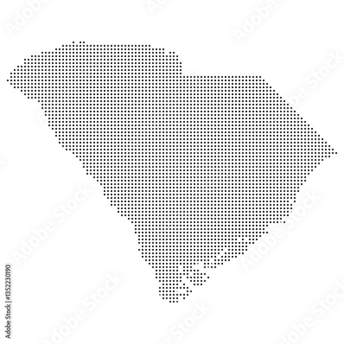 Black Dot Map of South Carolina with Transparent Background
