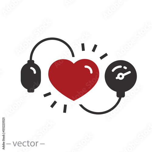 measurement arterial pressure, pressure blood high vascular dystonia, measurement arterial pressure, medical tool, flat vector illustration