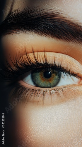 Close-up of a Green Eye With Striking Details and Natural Beauty in Soft Light