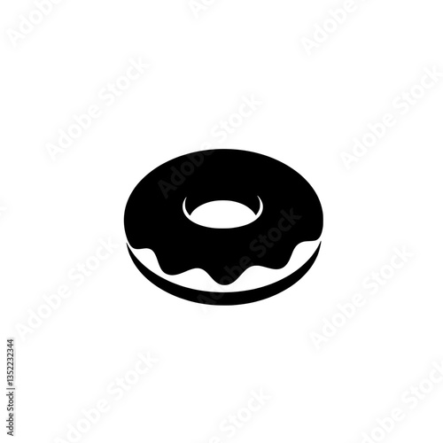 Delicious Donut Silhouette: A tempting silhouette of a classic donut, perfectly capturing the iconic shape and textures in a minimalist, high-contrast aesthetic.