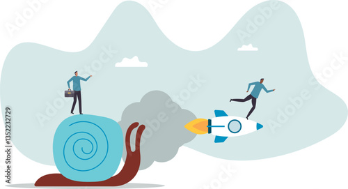 Boost fast speed to win business competition, high performance employee, competitive advantage winner, innovation or skill to success.character for design