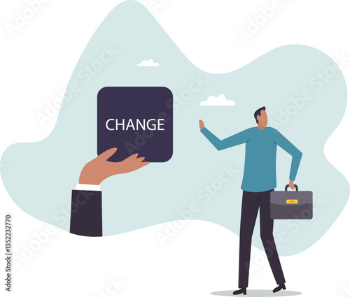 Status quo bias, fear or refuse to change, comfort zone or conservative thinking, afraid of changing risk or resist to make decision.character for design