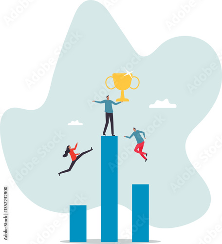 Business competition, performance comparison chart between company profit or employee, winner and loser in contest,character for design