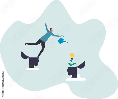 Teaching and learning to develop new skill or wisdom, inspiration or advice to achieve success, growth mindset or knowledge transfer.character for design