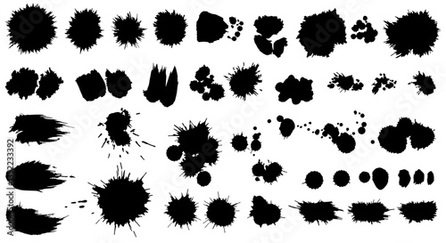 Ink Splatter Collection: A captivating assortment of ink splatters, blots, and brushstrokes, ideal for adding a touch of creative flair to design projects.