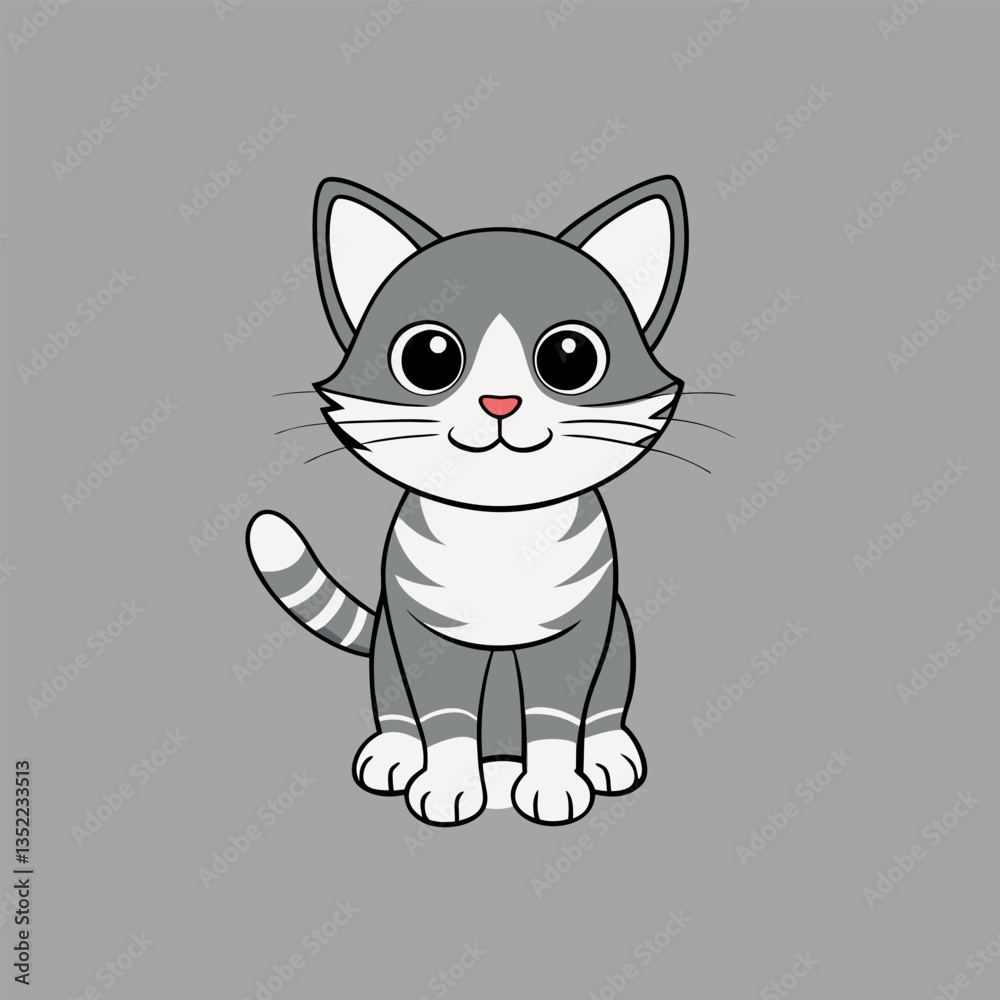 A gray tabby cat with white feet and white tips. A gray tabby cat with white feet and white tips.
