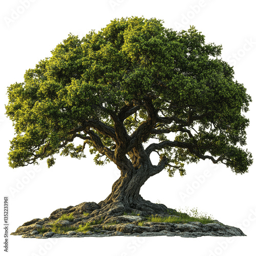 Twisted Trunk Tree with Lush Green Canopy