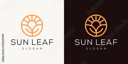 leaf and sun logo designs combinations