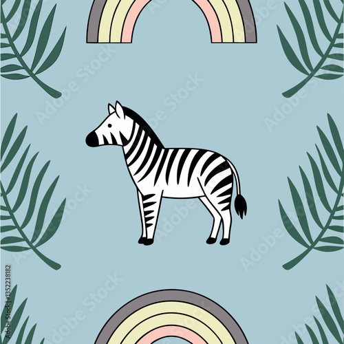 Children's animals pattern with zebra safari animal.