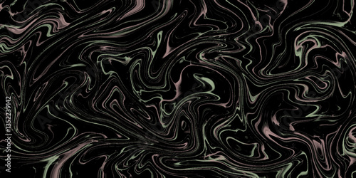 Abstract Wavy Liquid Marble Ink Vector brown, green, black background design.  Modern artwork background. Mixture of acrylic paints. Abstract liquid painting marble texture, 