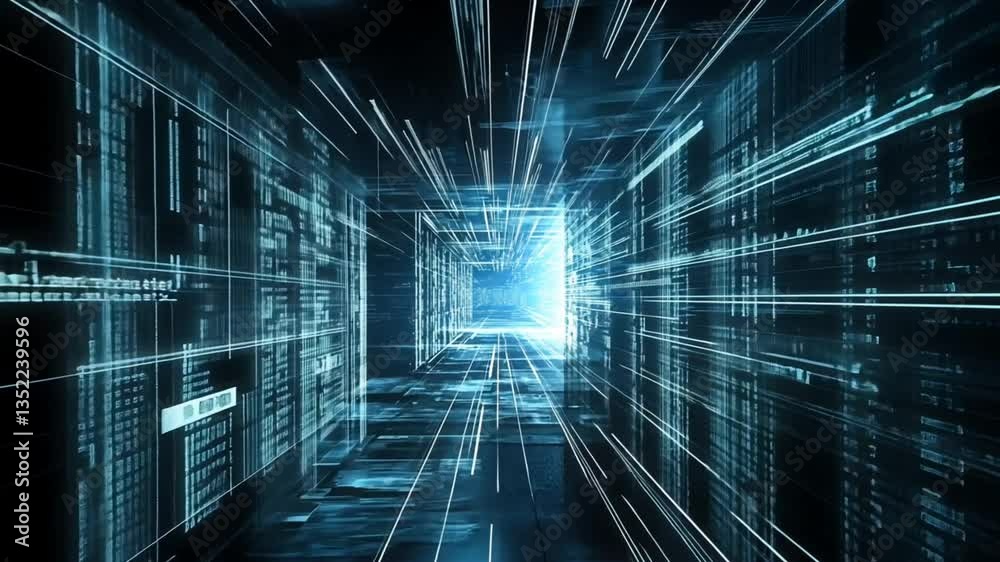 Abstract Futuristic Glowing Blue Data Tunnel Abstract Futuristic Glowing Blue Data Tunnel