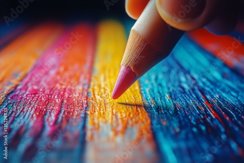 Colorful Pencils Creating Art on a Bright Canvas During an Afternoon Craft Se...