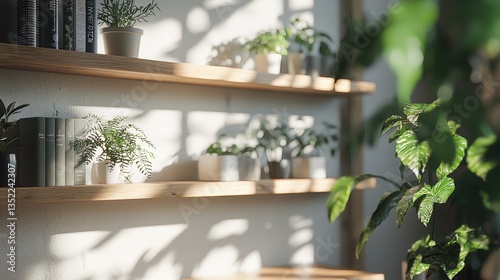 a wooden shelf with plants 