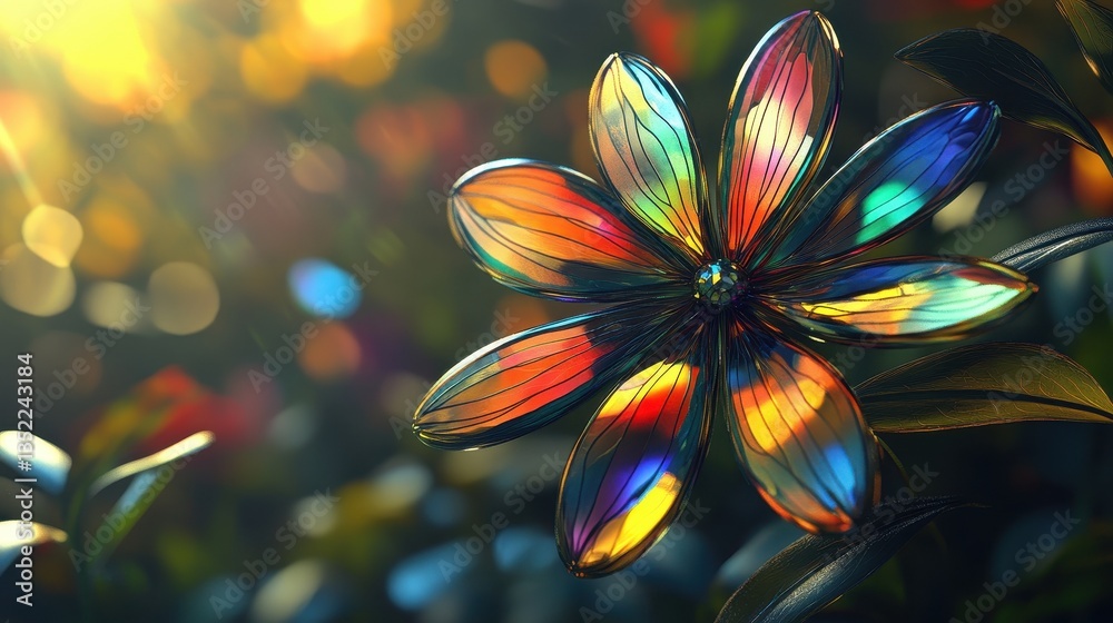 Fototapeta premium An artistic digital illustration of a colorful flower in sunlight