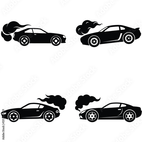 Car type icons set. Model automobile. Vector black illustration