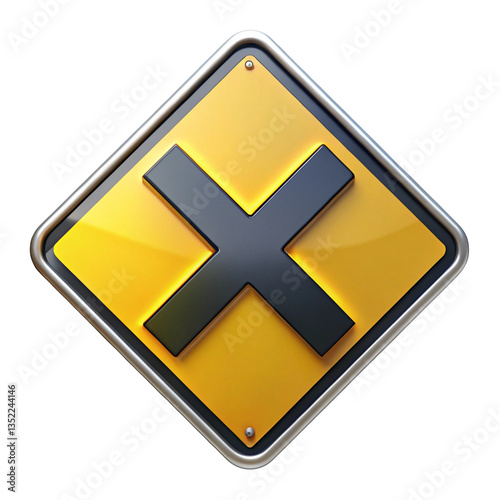 yellow cross on white background