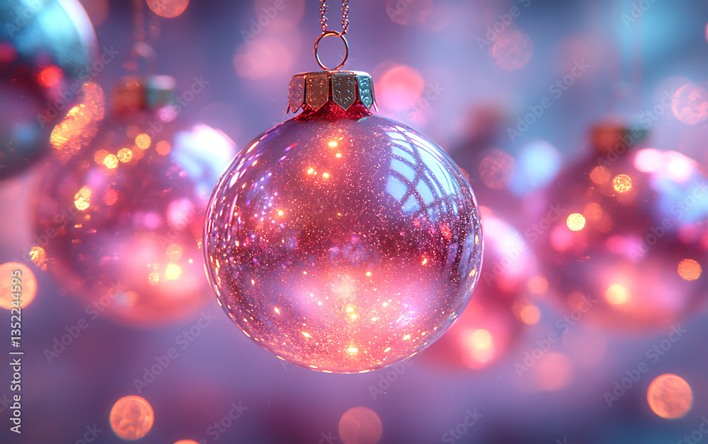 Abstract Iridescent Christmas Ornaments with Neon Glow Abstract Iridescent Christmas Ornaments with Neon Glow