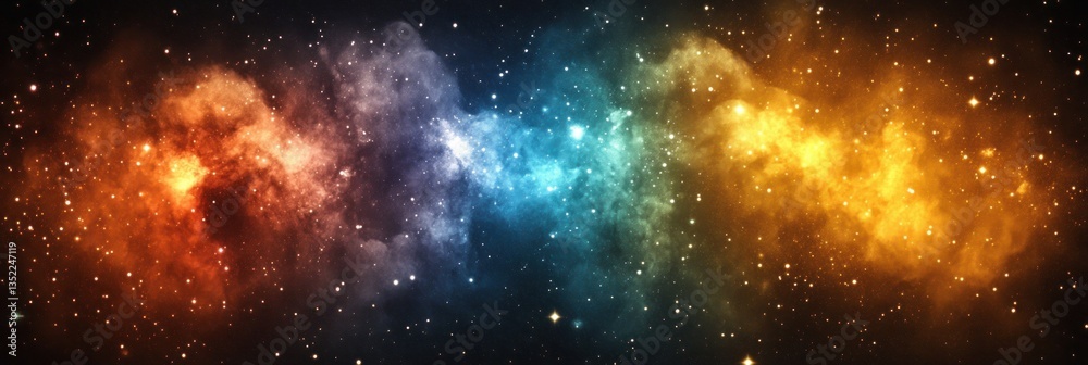 Naklejka premium A breathtaking view of vibrant nebulae in deep space.