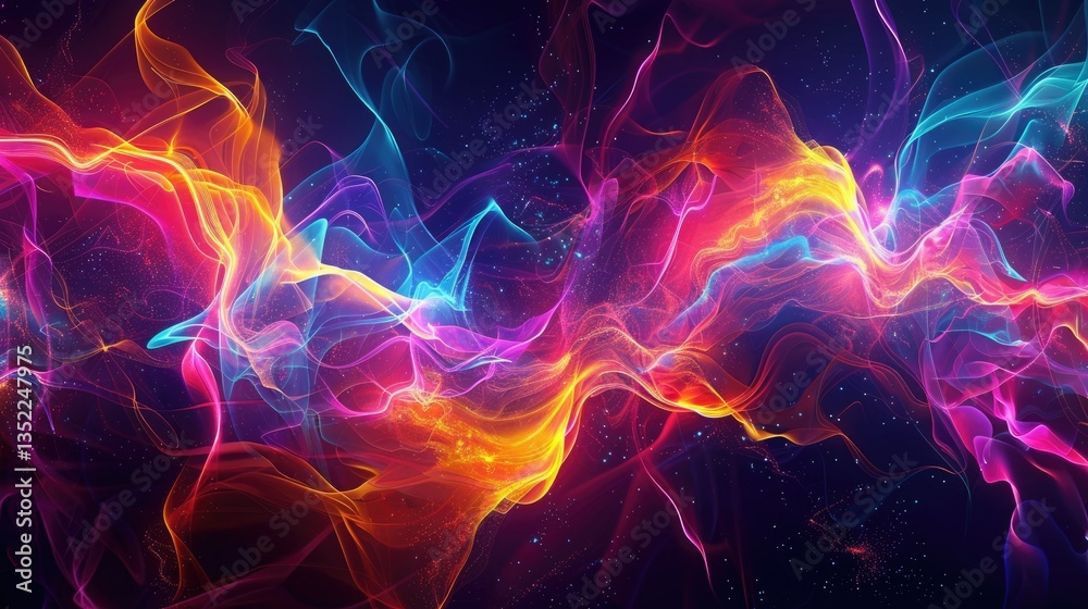 Obraz premium Abstract vivid colorful wave flowing express energetic texture. Seamless texture of vividness curve swirling convey sense of harmony and wonderful scene perfect for effect and graphic design. AIG61.