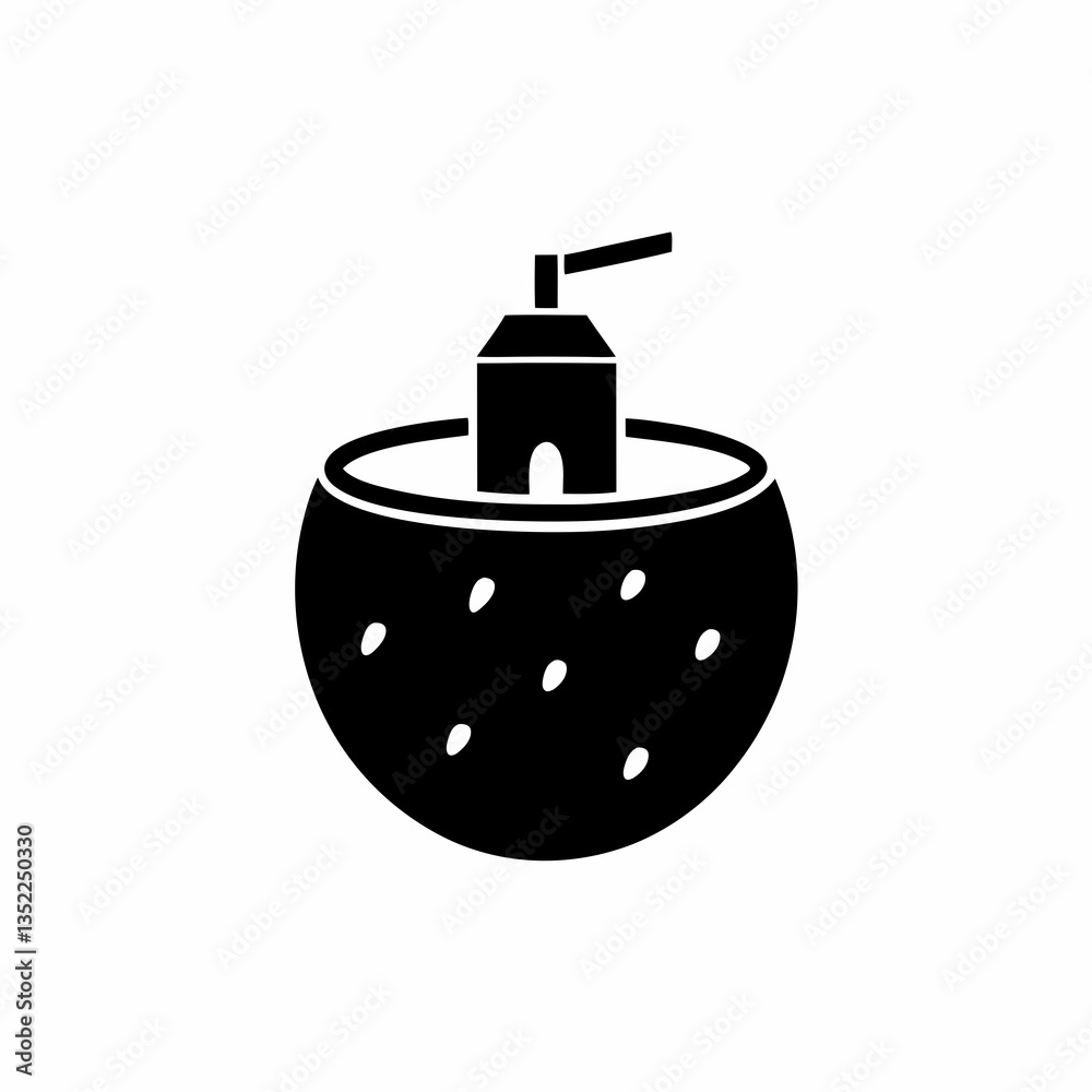 Fototapeta premium creative details Coconut with a Tiny Lighthouse on Top Icon vector illustration 