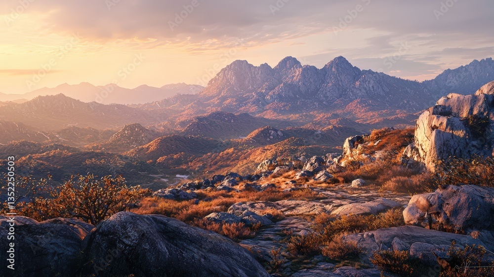 Obraz premium a beautiful mountain landscape at sunset 