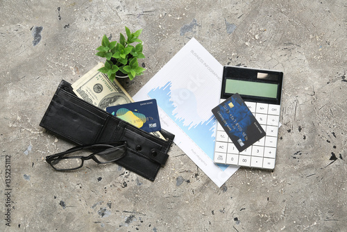 Wallet with money, credit c...