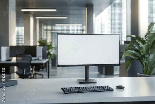 Wallpaper Mural Modern Office Workspace with Blank Computer Monitor Torontodigital.ca