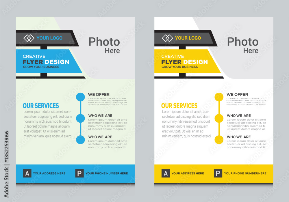 Creative Modern Stylish Simple Business Flyer Design template Set  Vector Illustration.