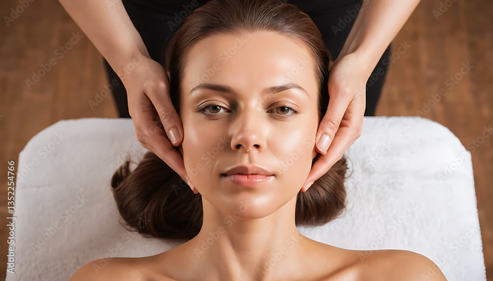 Naklejka premium Young Woman Relaxing in a Spa Tranquility, Self Care, and Rejuvenation