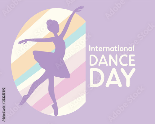 Elegant Ballerina Silhouette for International Dance Day with Pastel Stripes