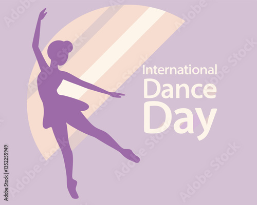 Elegant Ballerina Silhouette for International Dance Day with Pastel Stripes