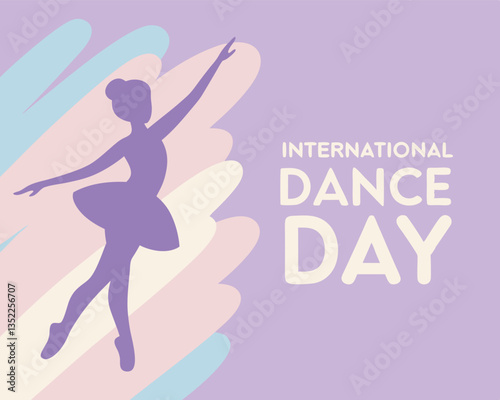 Elegant Ballerina Silhouette for International Dance Day with Pastel Stripes
