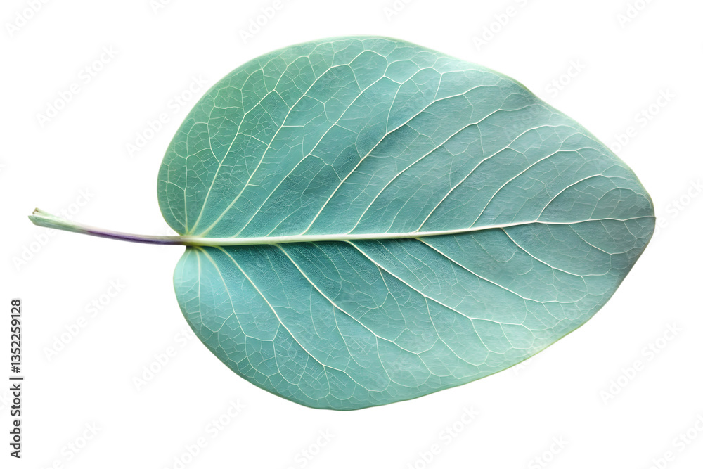 Obraz premium Eucalyptus Leaf's Delicate Design: A close-up of a leaf, showcasing intricate veins and subtle color gradients, evokes a sense of natural elegance.