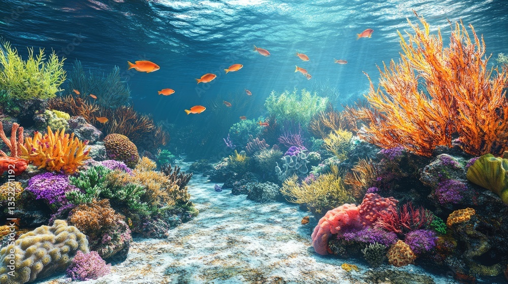 Fototapeta premium Vibrant Underwater Coral Reef Ecosystem