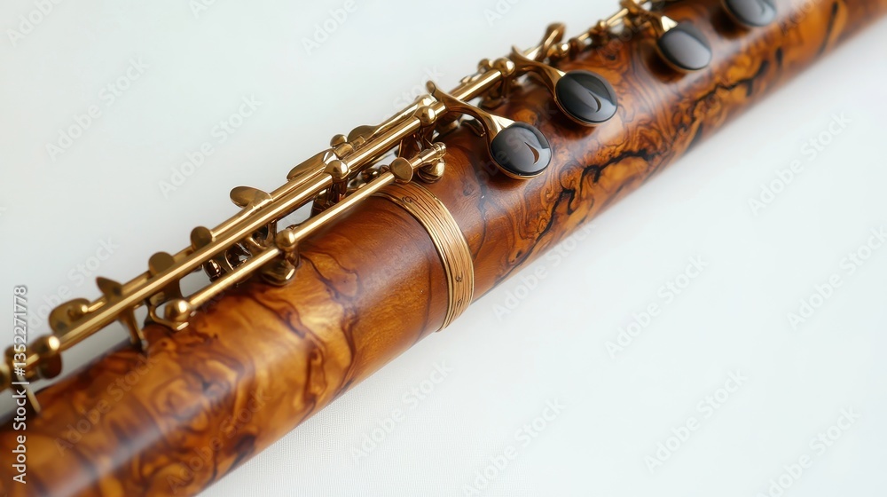 Naklejka premium Elegant Wooden Flute with Beautiful Craftsmanship