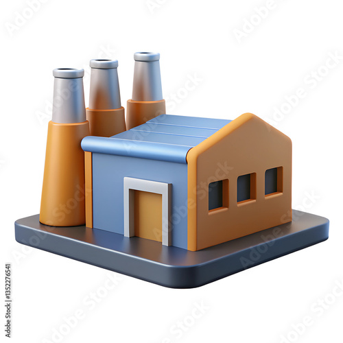 3D Icon, 3d render style, factory building