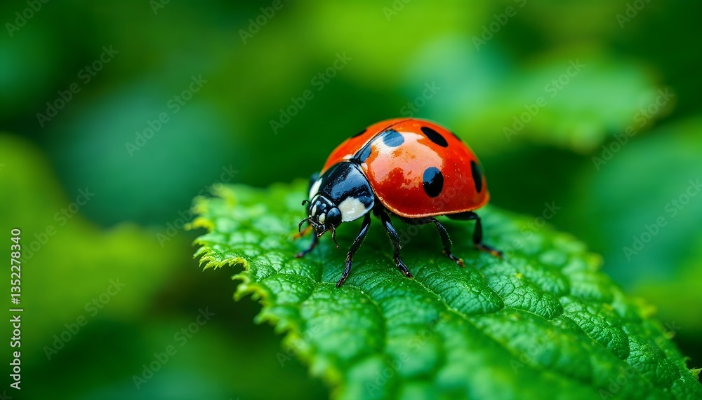 Ladybug on Green Leaf Macro Photography Ladybug on Green Leaf Macro Photography