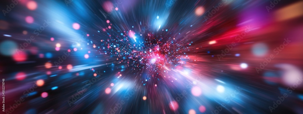 Fototapeta premium Abstract vibrant speed radial burst, cosmic light