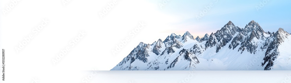 Obraz premium Majestic snow-capped mountains alpine region nature photography serene landscape wide-angle view tranquil beauty