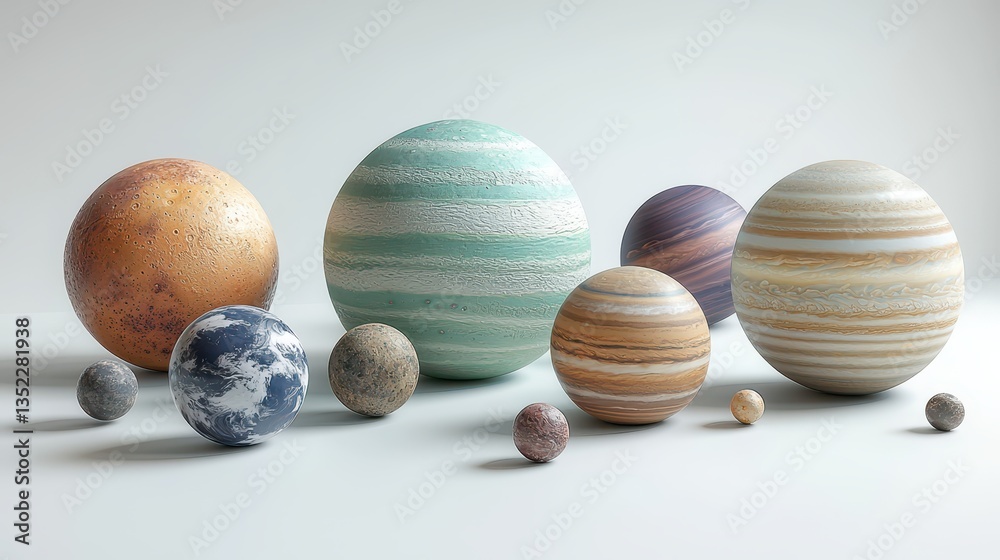 Planetary models display in a studio setting educational content cosmic environment scientific viewpoint Planetary models display in a studio setting educational content cosmic environment scientific viewpoint