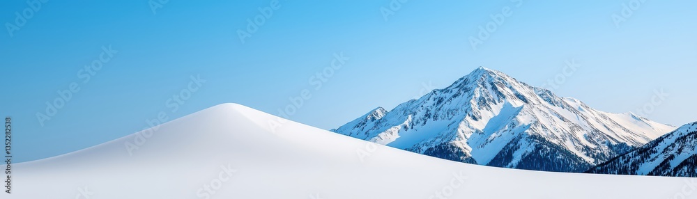Fototapeta premium Snow-covered mountain adventure high altitude nature landscape clear sky serene environment