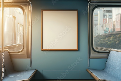 Blank Poster Mockup Subway Train Advertisement Interior Design