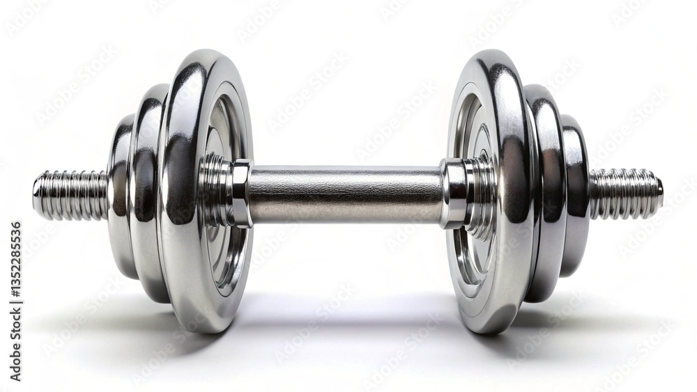 Naklejka premium Steel dumbbell isolated on white background, front view 